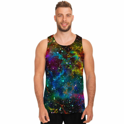 Abstract Colorful Galaxy Space Print Men's Tank Top
