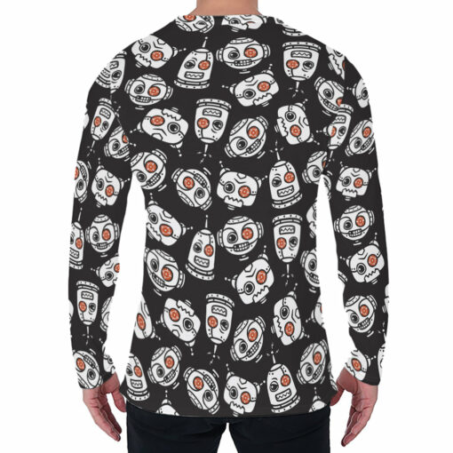 Angry Robot Pattern Print Men's Long Sleeve T-Shirt