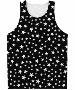 Black And White Star Pattern Print Men's Tank Top
