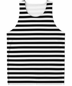 Black And White Striped Pattern Print Men's Tank Top