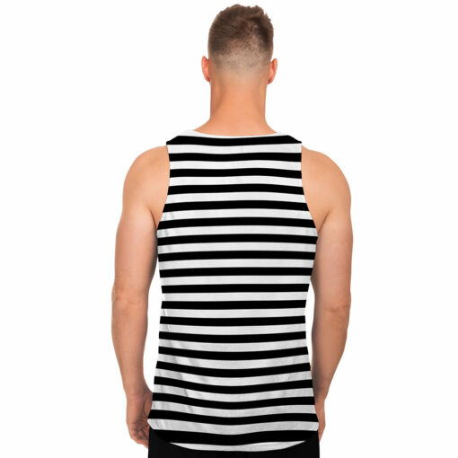 Black And White Striped Pattern Print Men's Tank Top