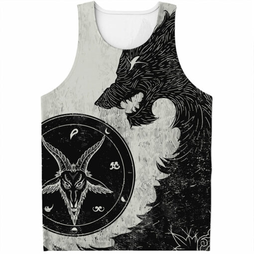 Black Demon Wolf Print Men's Tank Top