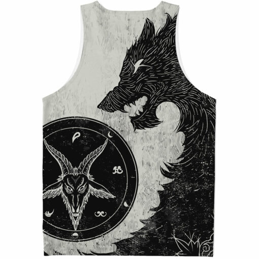 Black Demon Wolf Print Men's Tank Top