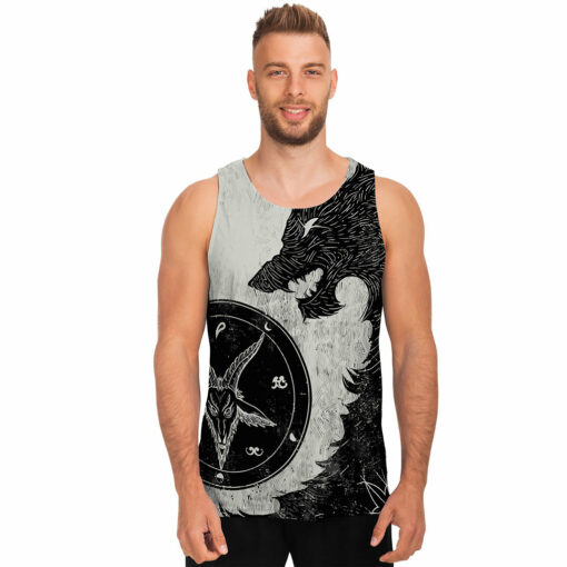 Black Demon Wolf Print Men's Tank Top