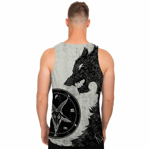 Black Demon Wolf Print Men's Tank Top