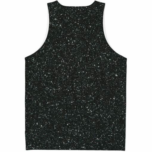 Black (NOT Real) Glitter Print Men's Tank Top