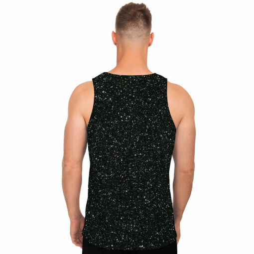 Black (NOT Real) Glitter Print Men's Tank Top