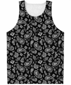 Black Paisley Bandana Pattern Print Men's Tank Top