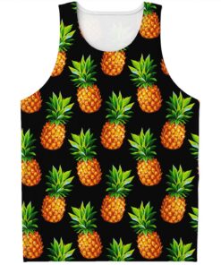 Black Pineapple Pattern Print Men's Tank Top