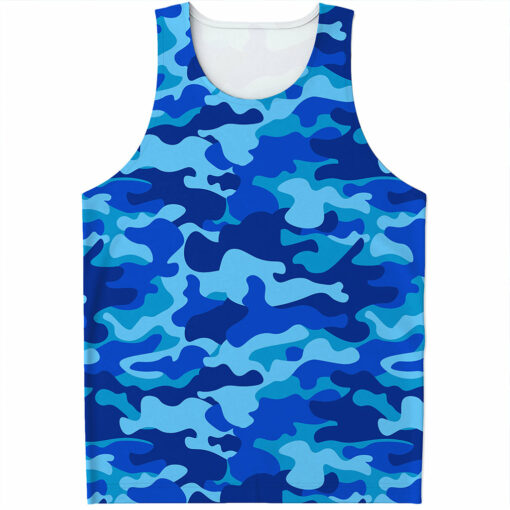 Blue Camouflage Print Men's Tank Top