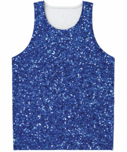 Blue (NOT Real) Glitter Print Men's Tank Top