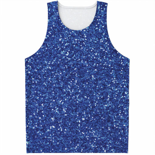 Blue (NOT Real) Glitter Print Men's Tank Top