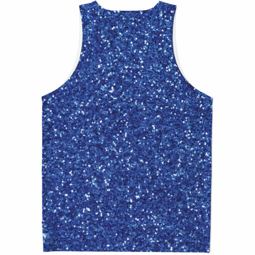 Blue (NOT Real) Glitter Print Men's Tank Top