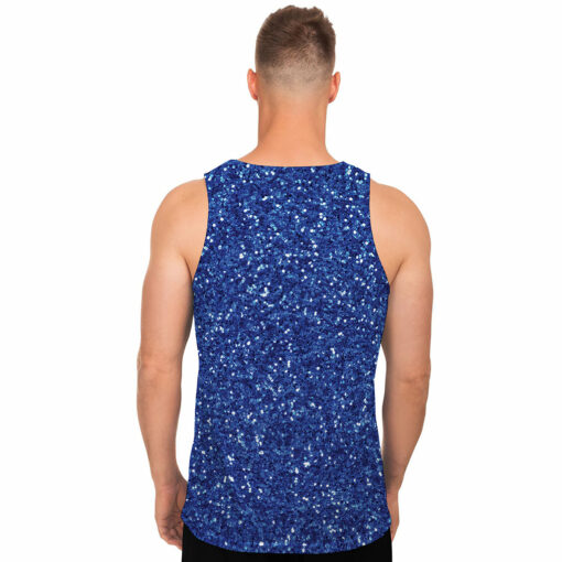 Blue (NOT Real) Glitter Print Men's Tank Top