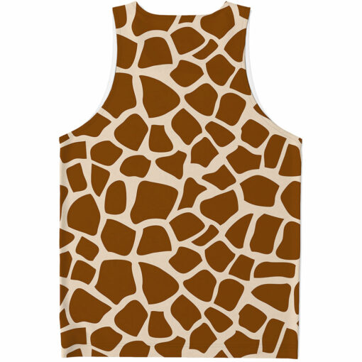 Brown Giraffe Pattern Print Men's Tank Top