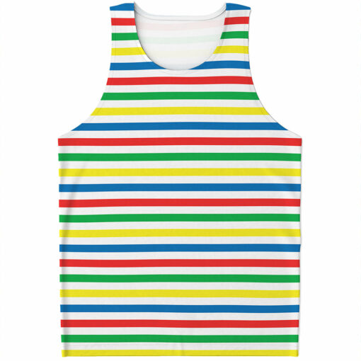 Colorful Striped Pattern Print Men's Tank Top