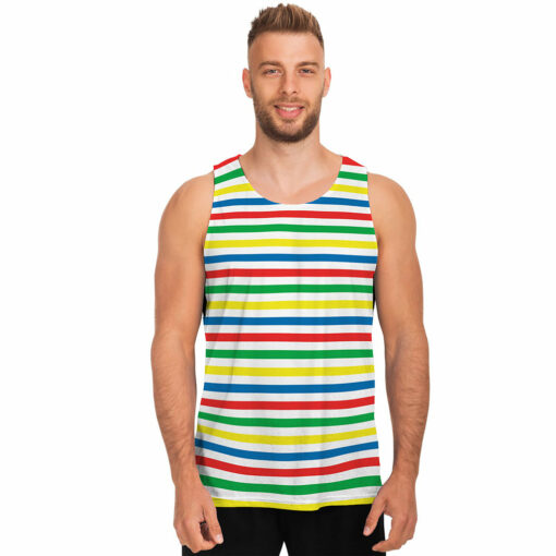 Colorful Striped Pattern Print Men's Tank Top