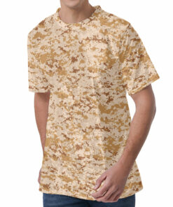 Desert Digital Camo Pattern Print Men's Velvet T-Shirt