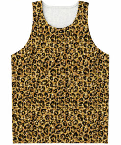 Gold Leopard (NOT Real) Glitter Print Men's Tank Top