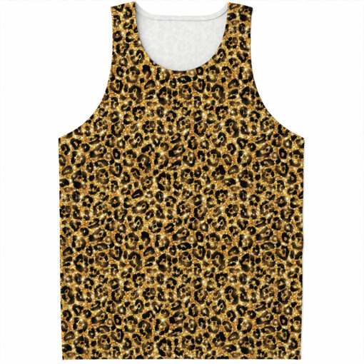 Gold Leopard (NOT Real) Glitter Print Men's Tank Top