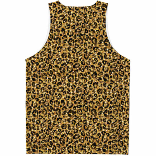 Gold Leopard (NOT Real) Glitter Print Men's Tank Top
