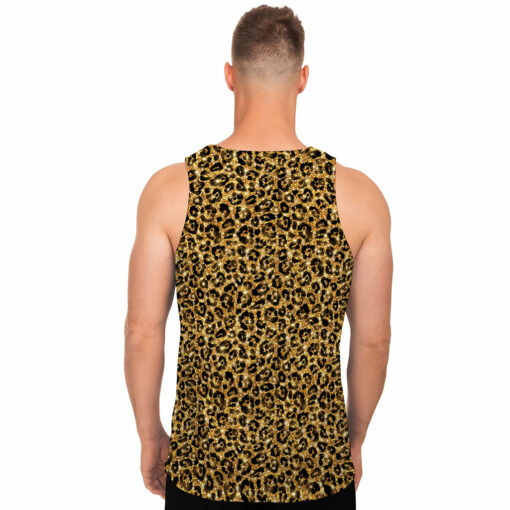 Gold Leopard (NOT Real) Glitter Print Men's Tank Top