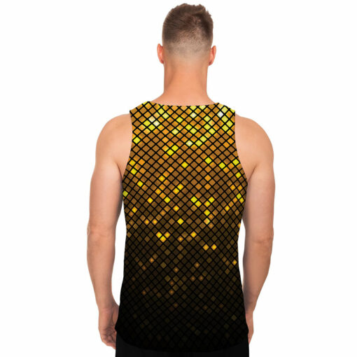 Gold Disco Lights Pattern Print Men's Tank Top