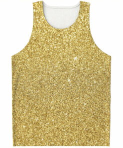 Gold (NOT Real) Glitter Print Men's Tank Top