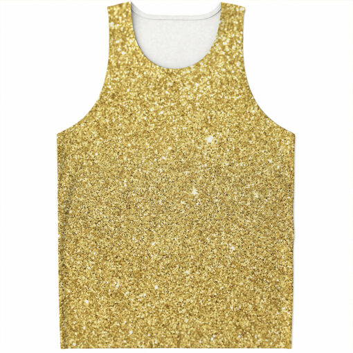 Gold (NOT Real) Glitter Print Men's Tank Top