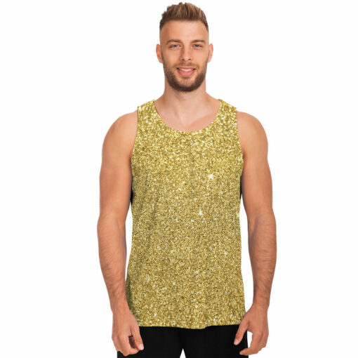 Gold (NOT Real) Glitter Print Men's Tank Top