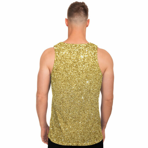 Gold (NOT Real) Glitter Print Men's Tank Top
