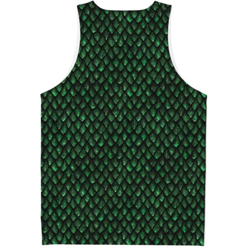 Green Dragon Scales Pattern Print Men's Tank Top