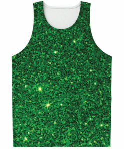 Green (NOT Real) Glitter Print Men's Tank Top