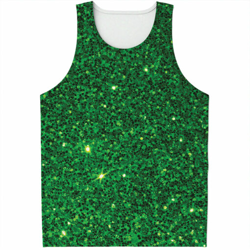 Green (NOT Real) Glitter Print Men's Tank Top