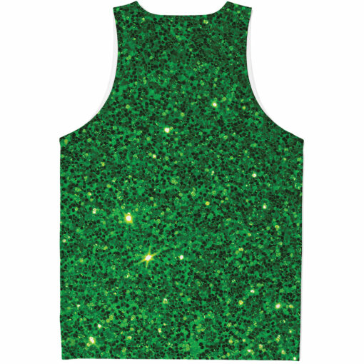 Green (NOT Real) Glitter Print Men's Tank Top