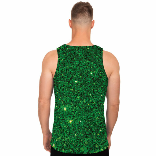 Green (NOT Real) Glitter Print Men's Tank Top
