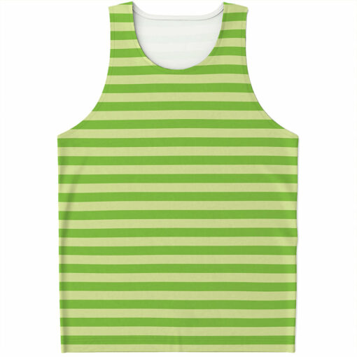 Green Striped Pattern Print Men's Tank Top