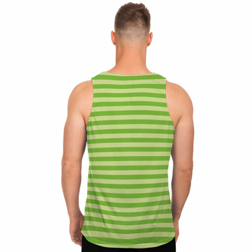 Green Striped Pattern Print Men's Tank Top