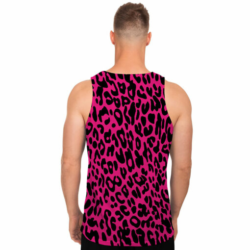 Hot Pink Leopard Print Men's Tank Top