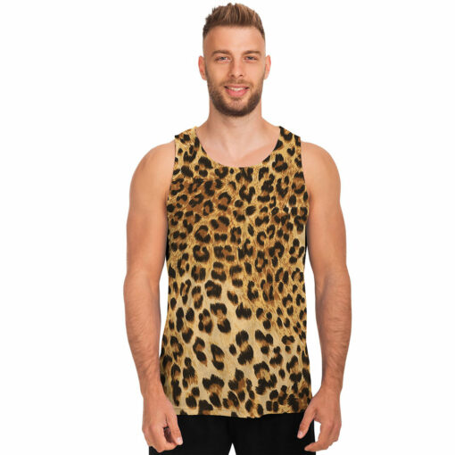 Leopard Pattern Print Men's Tank Top