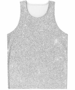Bright Silver (NOT Real) Glitter Print Men's Tank Top
