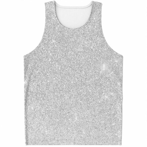 Bright Silver (NOT Real) Glitter Print Men's Tank Top