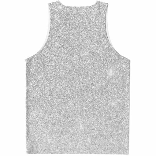 Bright Silver (NOT Real) Glitter Print Men's Tank Top