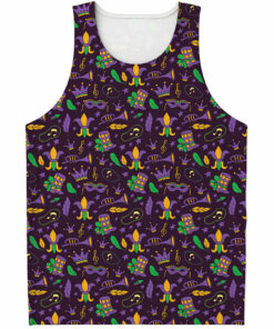 Mardi Gras Party Pattern Print Men's Tank Top