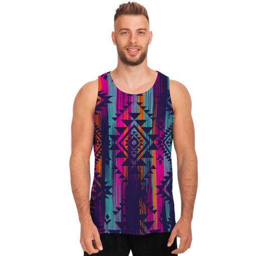 Native Tribal Aztec Pattern Print Men's Tank Top