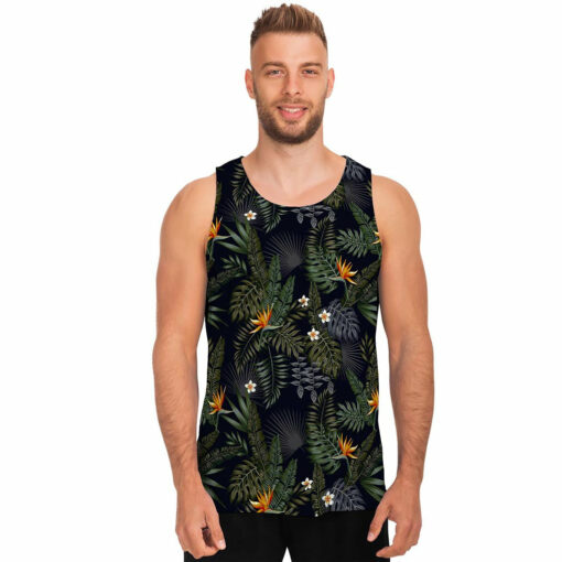 Night Tropical Hawaii Pattern Print Men's Tank Top