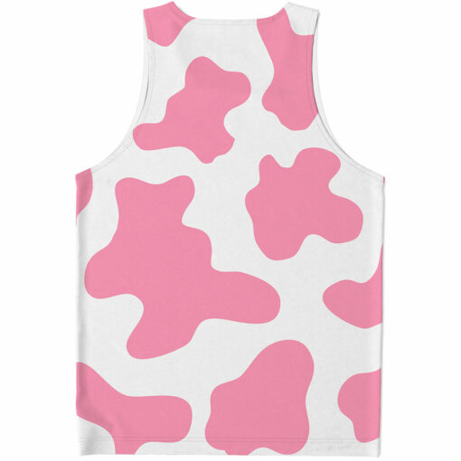 Pastel Pink And White Cow Print Men's Tank Top