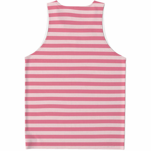 Pink Striped Pattern Print Men's Tank Top