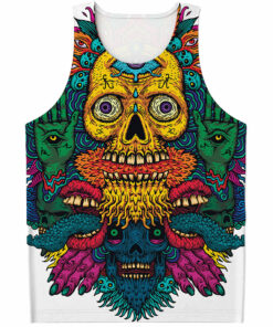 Psychedelic Skull Print Men's Tank Top