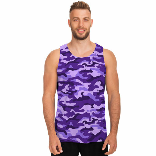 Purple Camouflage Print Men's Tank Top